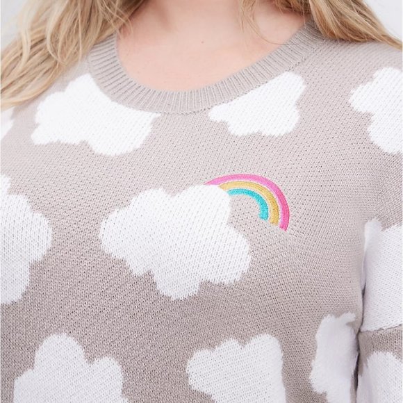 Torrid 1 1x Drop Shoulder Tunic Sweater - Cloud Rainbow Grey - Picture 2 of 2